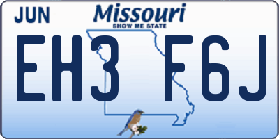 MO license plate EH3F6J