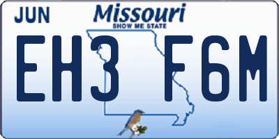 MO license plate EH3F6M