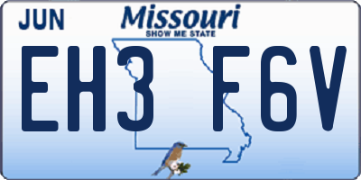 MO license plate EH3F6V