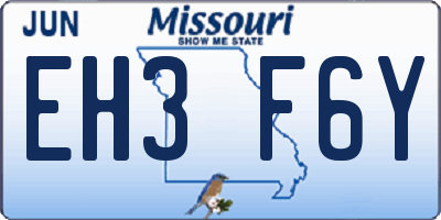 MO license plate EH3F6Y