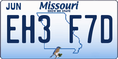MO license plate EH3F7D