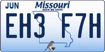 MO license plate EH3F7H
