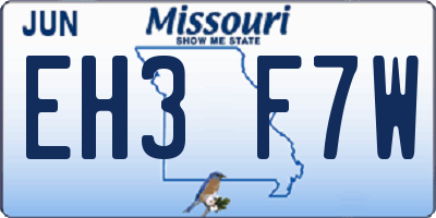 MO license plate EH3F7W