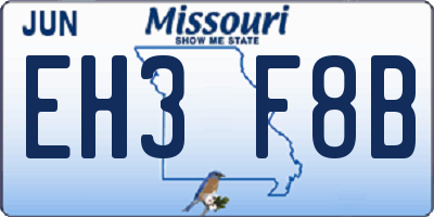 MO license plate EH3F8B