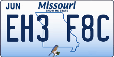 MO license plate EH3F8C