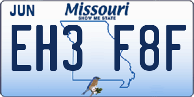 MO license plate EH3F8F