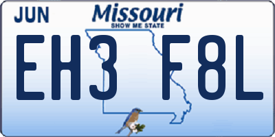 MO license plate EH3F8L