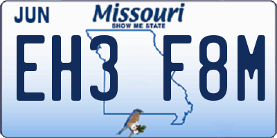 MO license plate EH3F8M