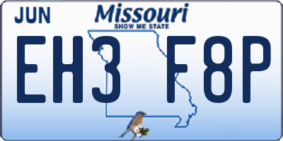 MO license plate EH3F8P
