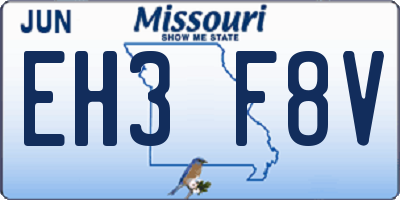 MO license plate EH3F8V