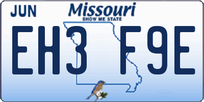 MO license plate EH3F9E
