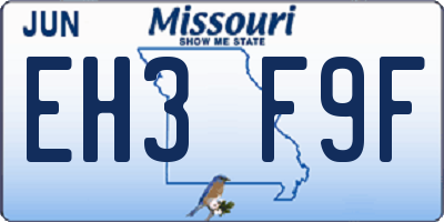 MO license plate EH3F9F