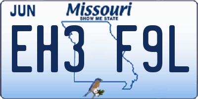 MO license plate EH3F9L