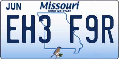 MO license plate EH3F9R