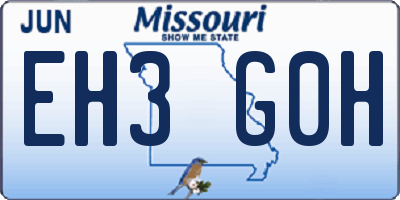MO license plate EH3G0H