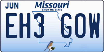 MO license plate EH3G0W