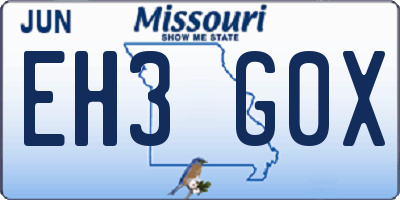 MO license plate EH3G0X