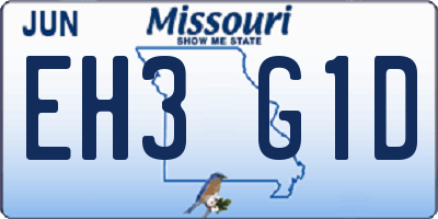 MO license plate EH3G1D