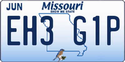 MO license plate EH3G1P