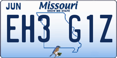 MO license plate EH3G1Z
