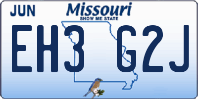 MO license plate EH3G2J