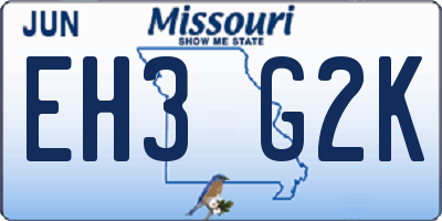 MO license plate EH3G2K