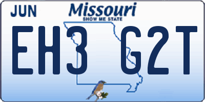 MO license plate EH3G2T