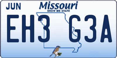 MO license plate EH3G3A
