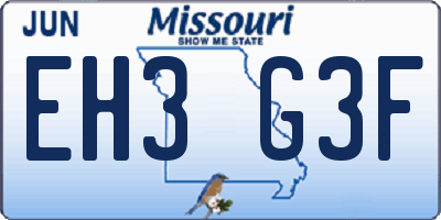 MO license plate EH3G3F