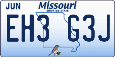 MO license plate EH3G3J
