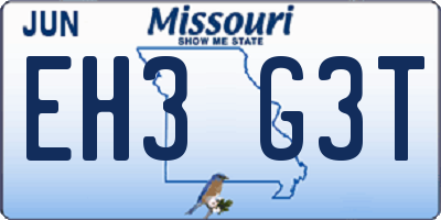 MO license plate EH3G3T