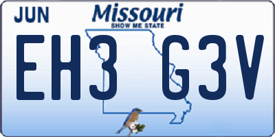 MO license plate EH3G3V