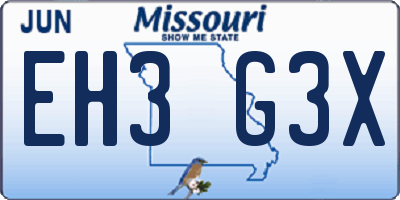 MO license plate EH3G3X