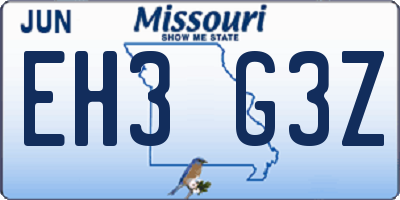 MO license plate EH3G3Z