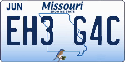 MO license plate EH3G4C