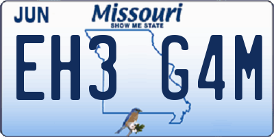 MO license plate EH3G4M