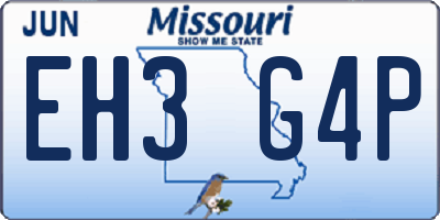 MO license plate EH3G4P