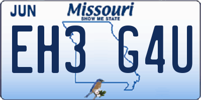 MO license plate EH3G4U