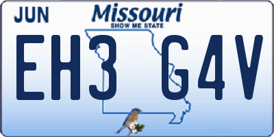 MO license plate EH3G4V