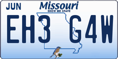 MO license plate EH3G4W