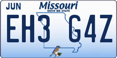 MO license plate EH3G4Z