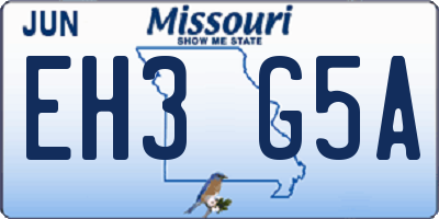 MO license plate EH3G5A