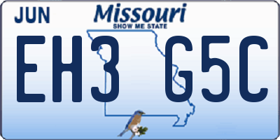 MO license plate EH3G5C
