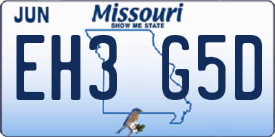 MO license plate EH3G5D