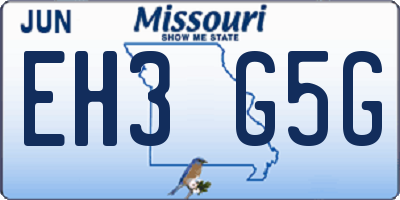MO license plate EH3G5G