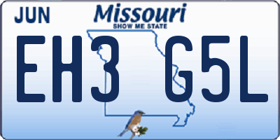 MO license plate EH3G5L