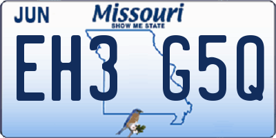 MO license plate EH3G5Q