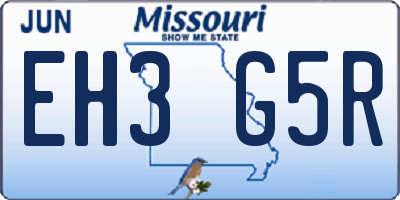 MO license plate EH3G5R