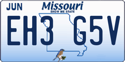 MO license plate EH3G5V