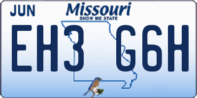 MO license plate EH3G6H